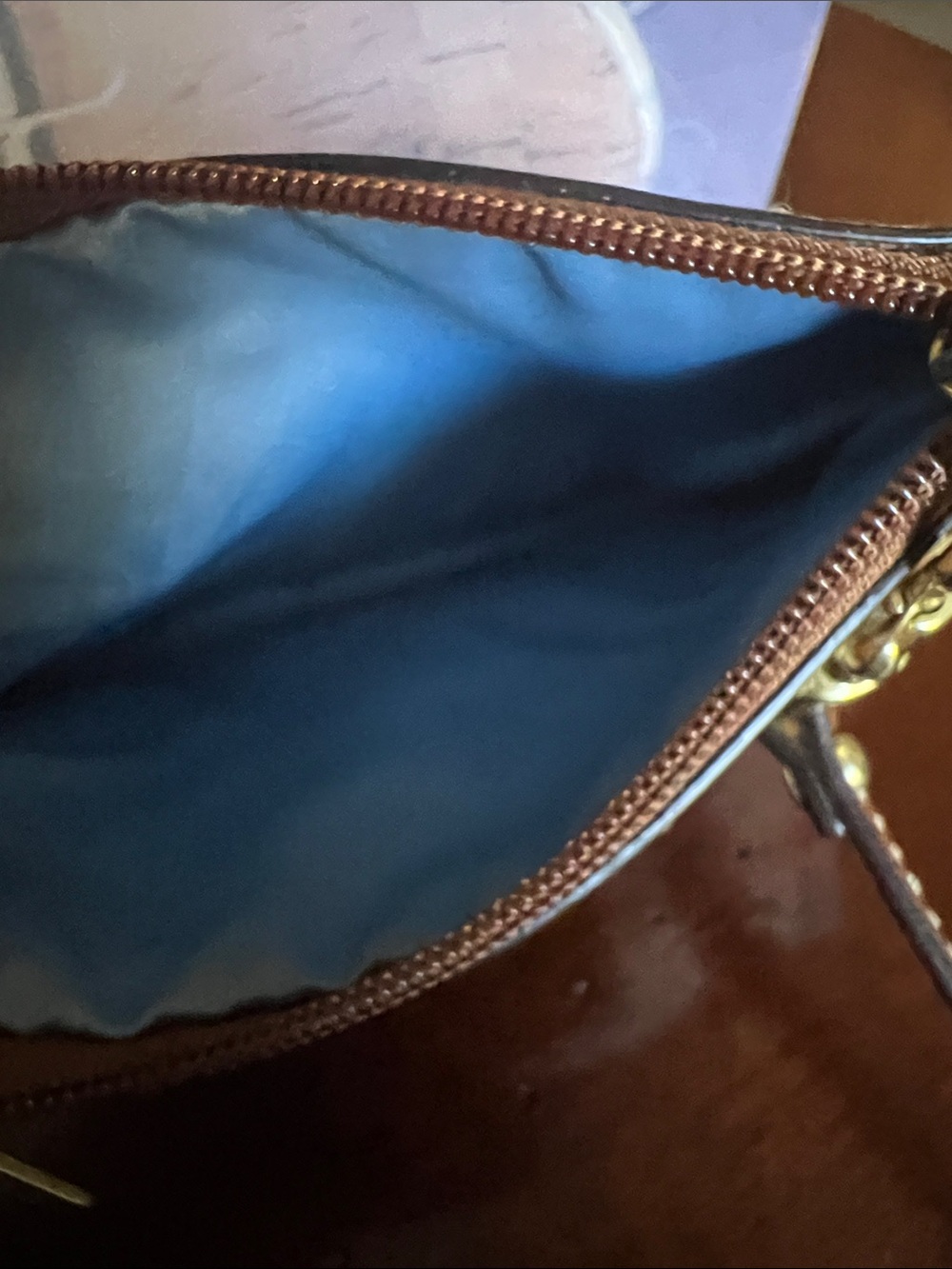 Coach Multicolor Plaid Canvas Wristlet with Leather Trim - Picture 5 of 6